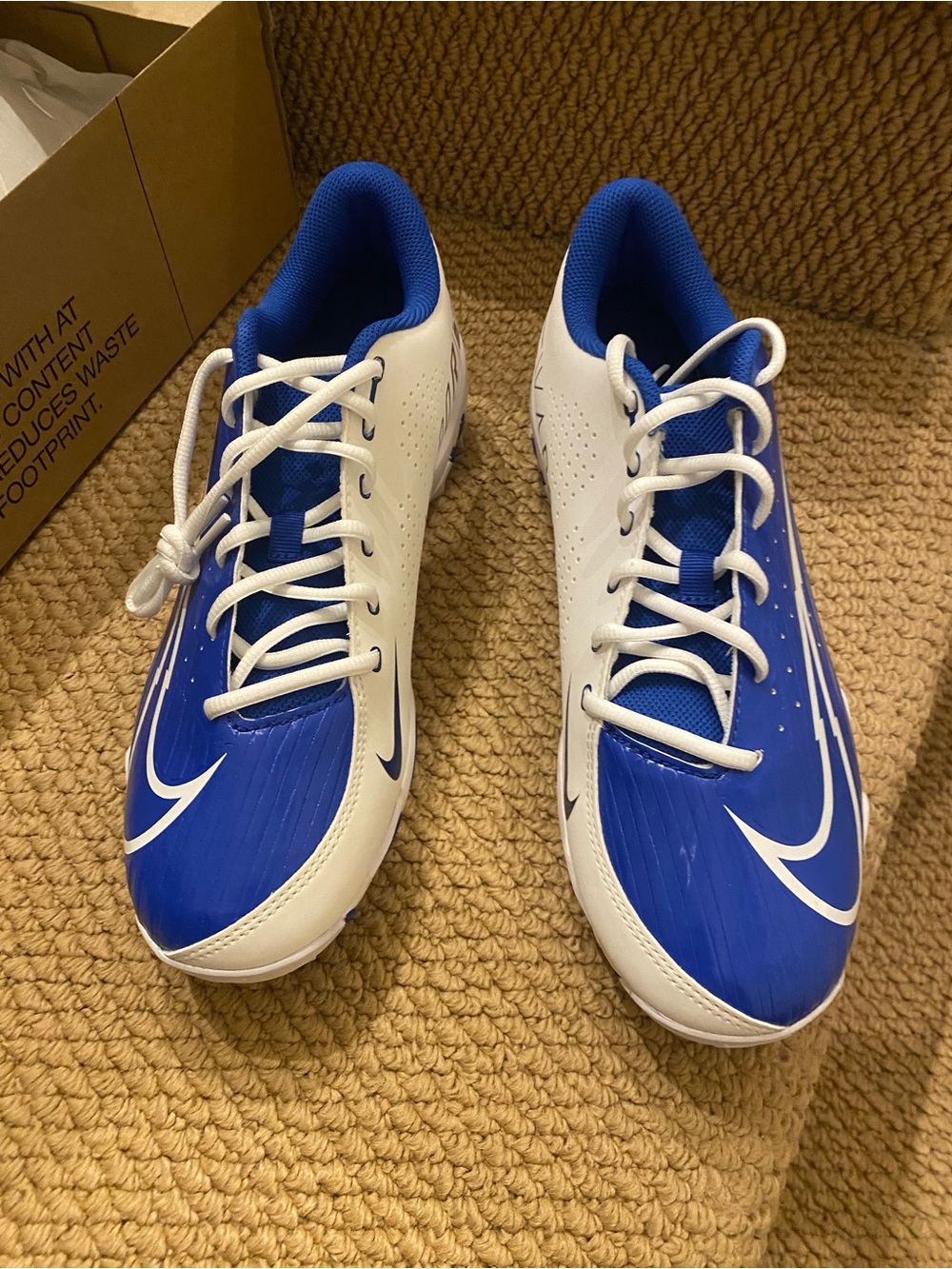 Nike Vapor Ultrafly 4 Keystone Baseball Cleats white and blue man 10